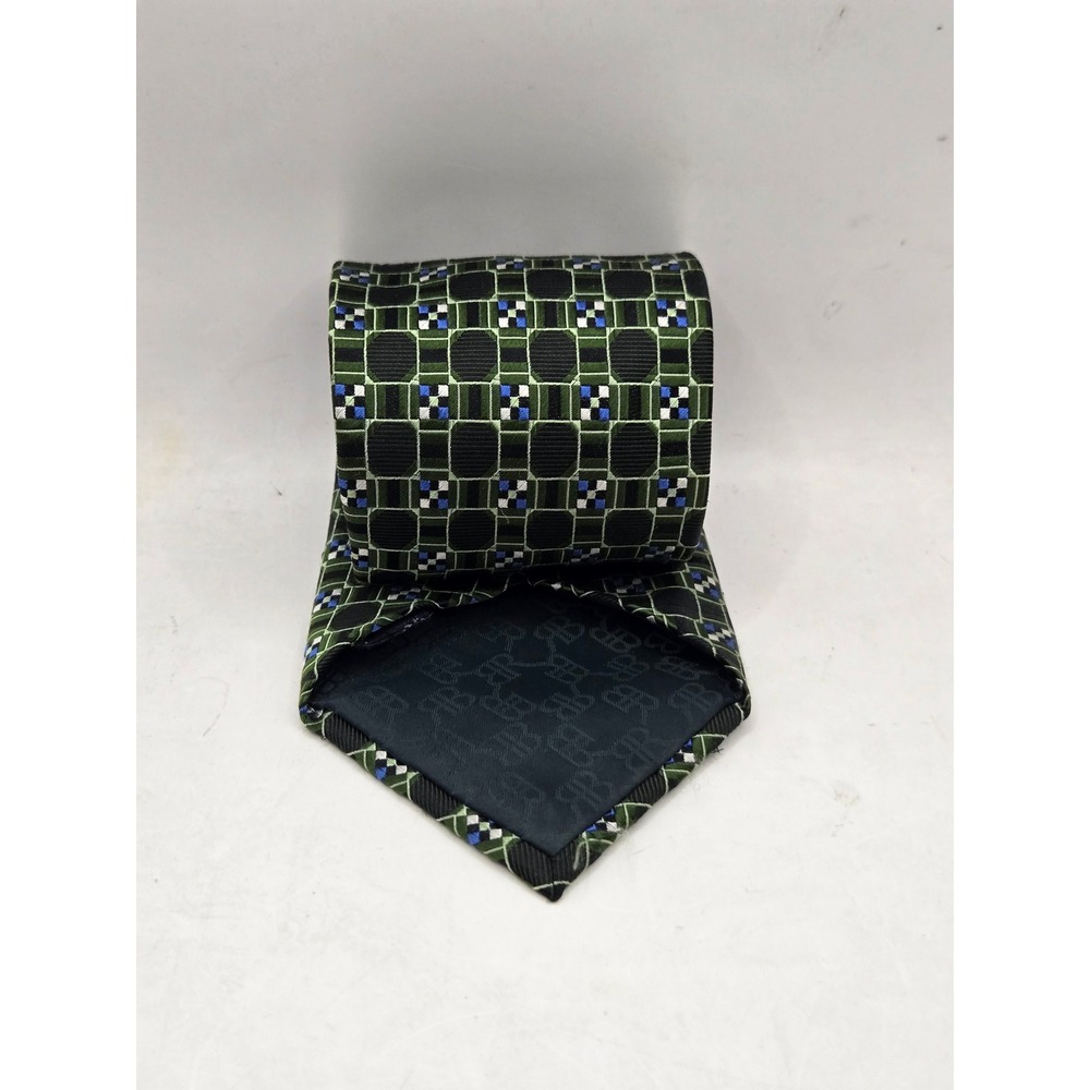 Banana‎ Republic Necktie Mens OS Green Black Geometric Silk Made in USA Tie